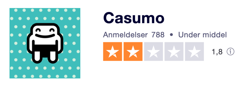 Casumo Trustpilot score