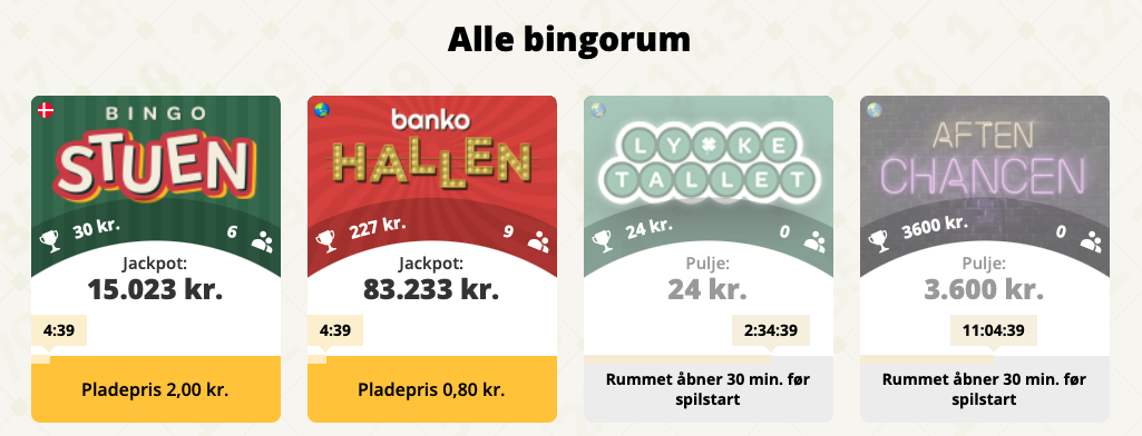 Bingorum hos Danske Spil Bingo